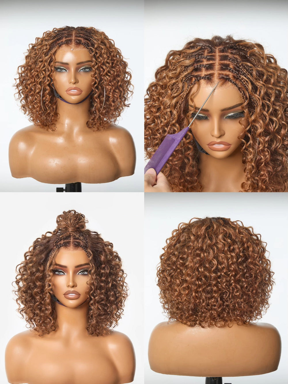 Bob Human Hair Braided Wig (Brown)
