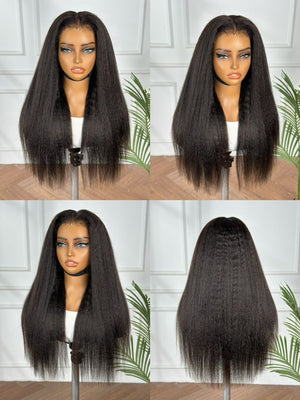 Customized Hairline Natural Kinky Straight 22"
