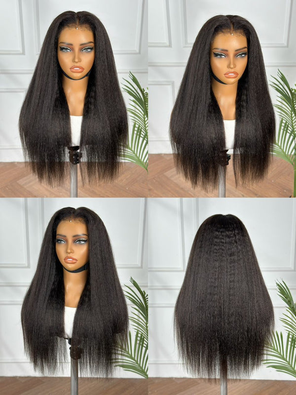 Customized Hairline Natural Kinky Straight 22"