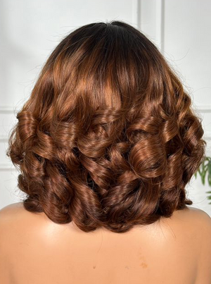 10" Two-toned Brown 4x4 Bouncy Wig