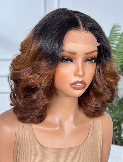10" Two-toned Brown 4x4 Bouncy Wig