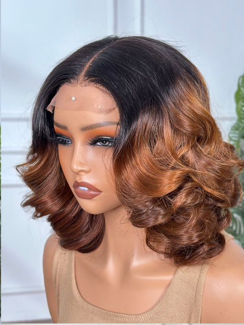 10" Two-toned Brown 4x4 Bouncy Wig