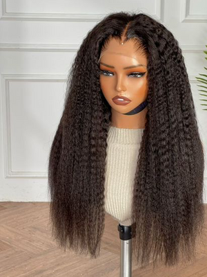 18" Natural Kinky Straight Wig 13x4 Frontal