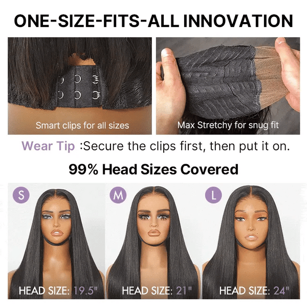 180% / 250% Density Bone Straight with Baby Hair PartingMax Glueless 7x6 Closure HD Lace Wig Pre-Cut Lace