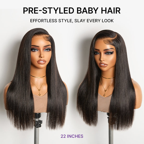 180% / 250% Density Bone Straight with Baby Hair PartingMax Glueless 7x6 Closure HD Lace Wig Pre-Cut Lace