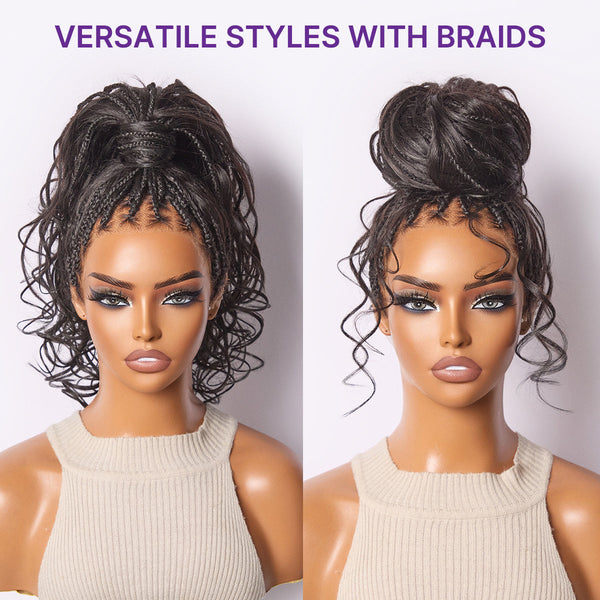 Ombre Honey Blonde French Curl Knotless Boho Braids HD Full Lace Long Wig Flexi Fit Invisi Drawstring Cap